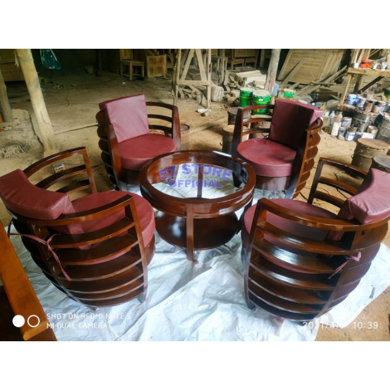 TERBARU!!! Set Meja Kursi Ruang Tamu Kayu Jati Jepara+ Busa Desain Simple