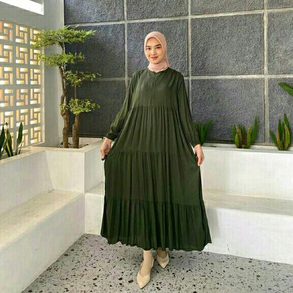 GAMIS BUSUI RAYON DASTER RUMAHAN DRESS BAHAN KATUN COTTON VISCOSE POLOS BASIC MAXI LENGAN PANJANG WA