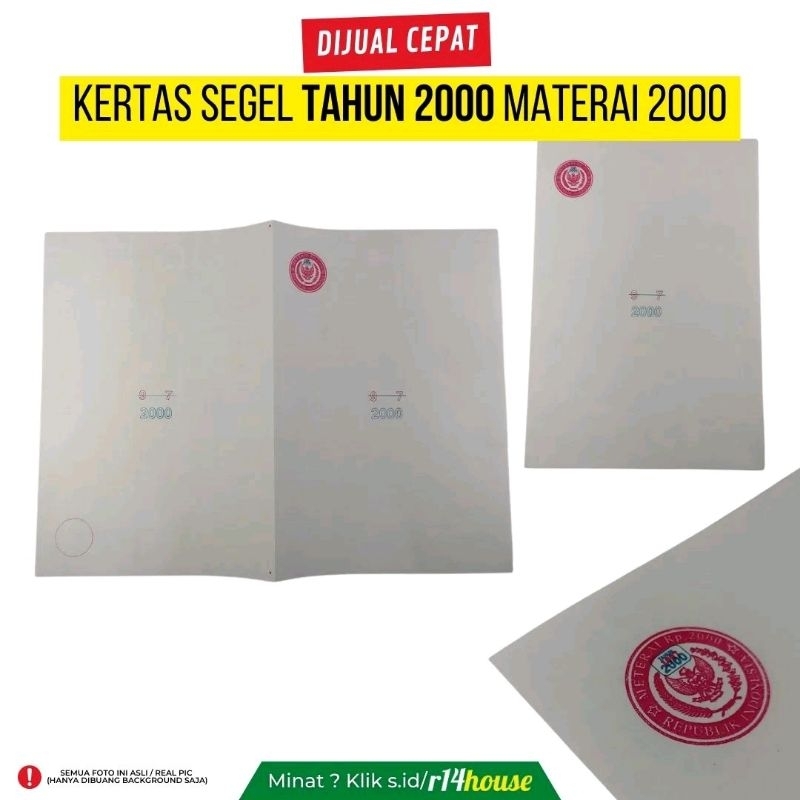 

KERTAS SEGEL TAHUN 2000 MATERAI 2K