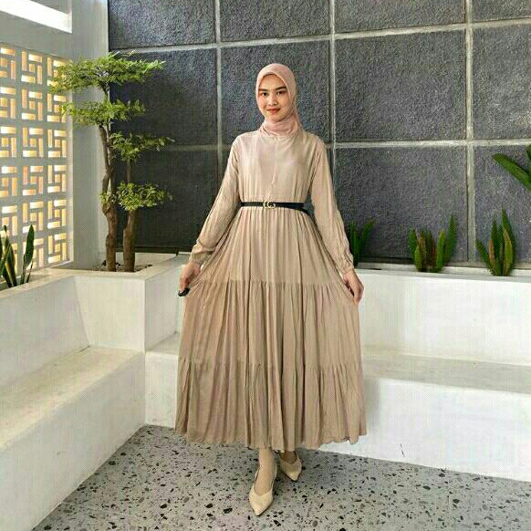 GAMIS BUSUI RAYON DASTER RUMAHAN DRESS BAHAN KATUN COTTON VISCOSE POLOS BASIC MAXI LENGAN PANJANG WA