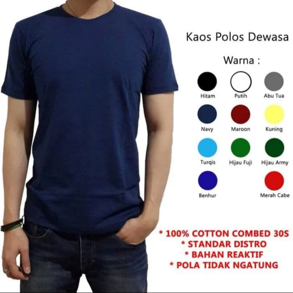 Kaos Polos Pria Cotton Combed 24s