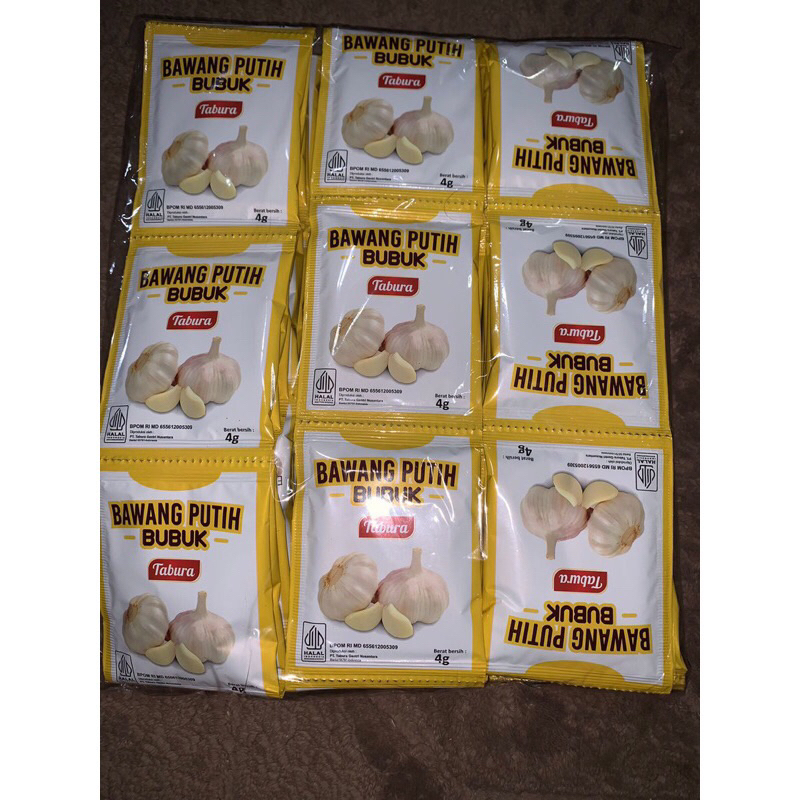 

Bawang Putih Bubuk TABURA perPACK / 1 PACK isi 6 RENTENG