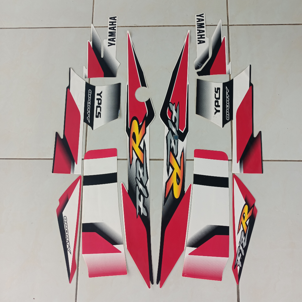 stiker striping yamaha fizr f1zr 2001 putih merah lis body standar original