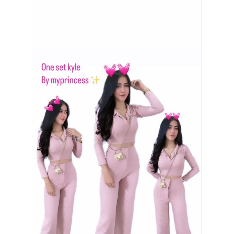 Myprinces23 Setelan Knit Kyle Lengan Panjang / One Set Knit Kyle Crop Top Premium  / Setelan Wanita 