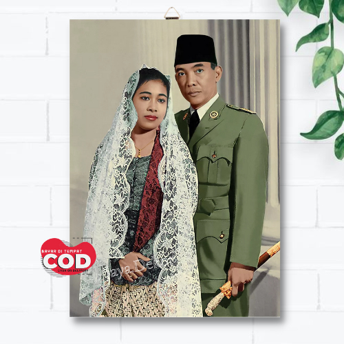Hiasan Dinding Foto Poster Ir. Soekarno Dan Ibu Fatmawati  Pahlawan Indonesia - Walldecor poster Pah
