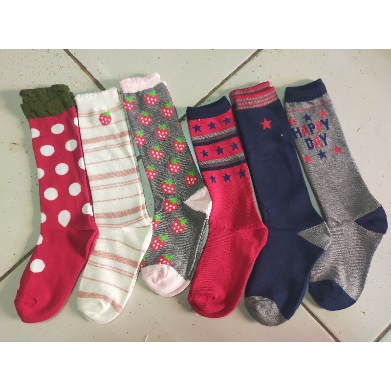 kaos kaki anak tk paud SD panjang selutut cewek cowok motif lucu