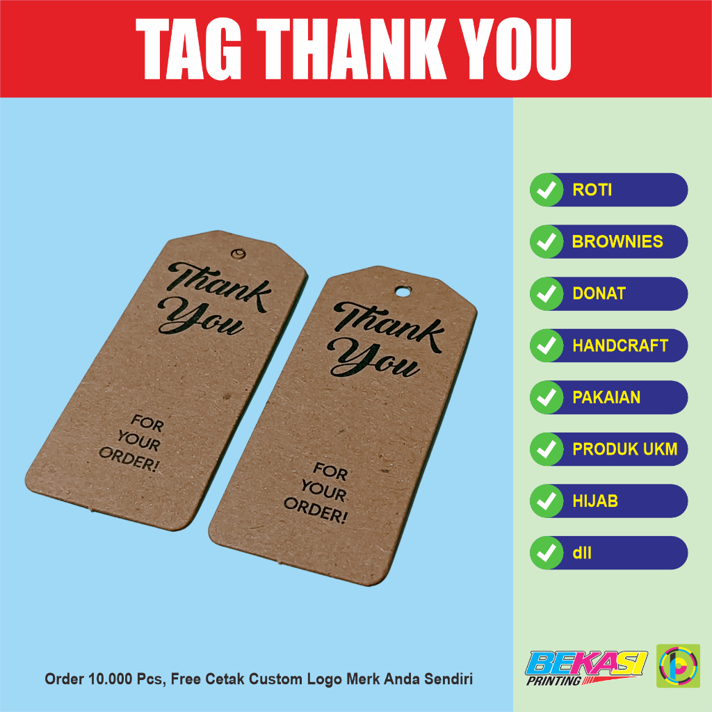 

Hang Tag Thank You For Your Order Craft Paper Rustic Theme Uk 3x7 1 Pack isi 25 Pcs