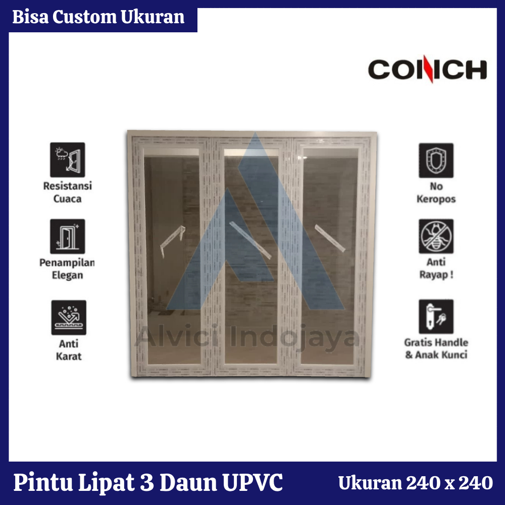 Pintu Lipat 3 Daun UPVC Conch