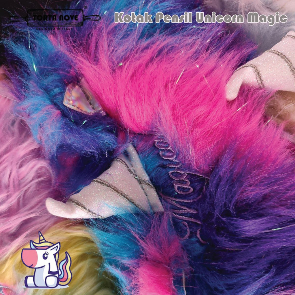 

Kotak pensil anak perempuan viral korea unik Unicorn Magic Rainbow Bulu Tempat Pensil Pouch make up