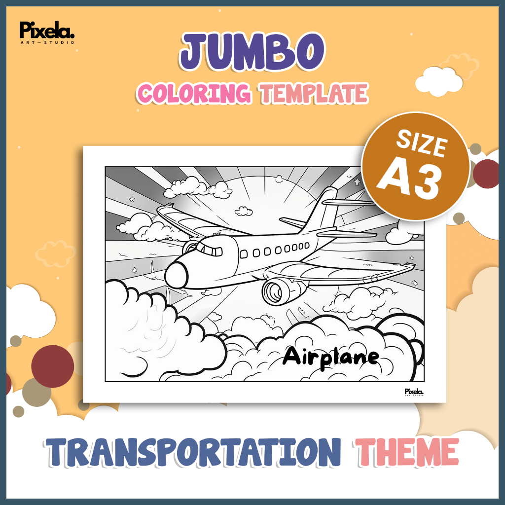 

Kertas Gambar Mewarnai Anak Lucu Jumbo Ukuran A3 Seri Transportation / Transportasi Murah untuk PAUD , TK dan SD