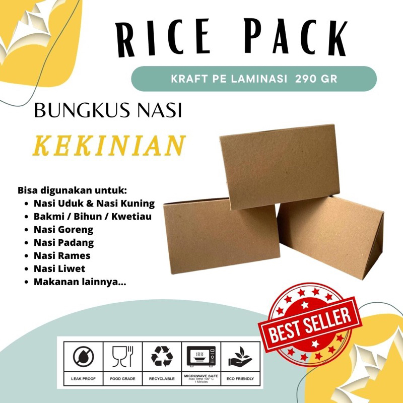 Rice Pack FOOD GRADE kraft Laminated PE 290 gsm / nasi bungkus kekinian / bungkus nasi uduk / bungku