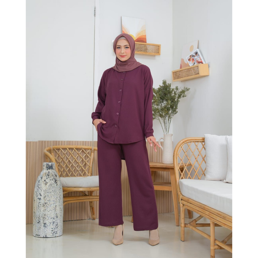 ALYA SET One Set Cardy Waffle Knit