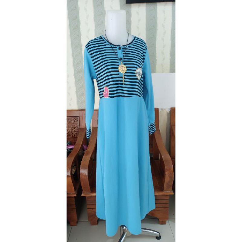pl Gamis biru salur MOSCHINO cantik