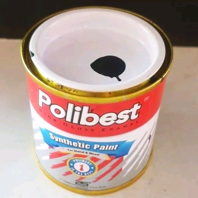 Cat minyak warna hitam dop untuk kayu dan besi Polibest berat 80 gram