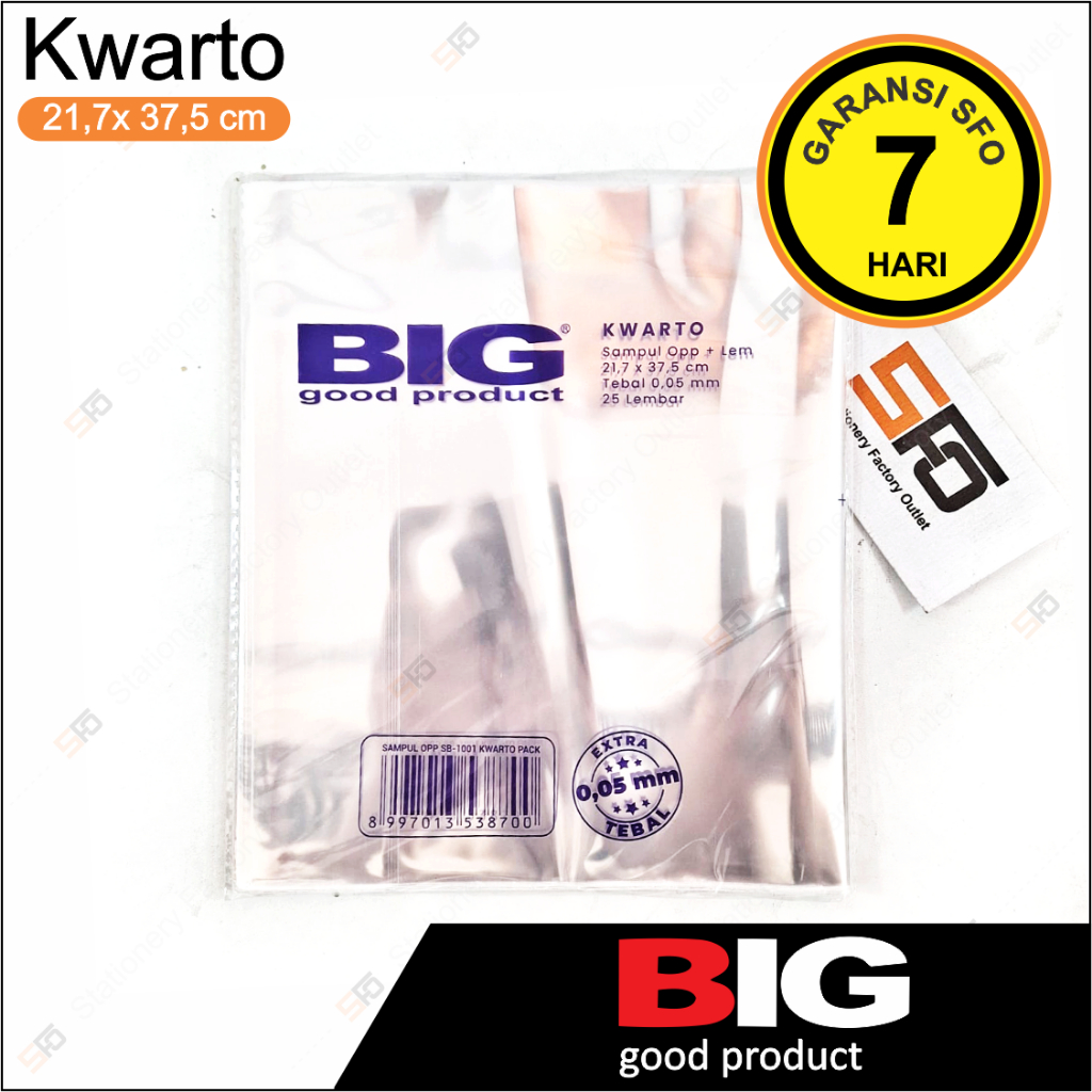 

Sampul Buku Plastik OPP BIG Kwarto 25 lembar - 1001 - SFO Semarang Official