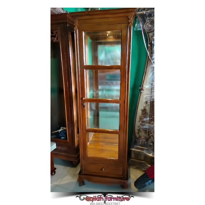 LEMARI KABINET LEMARI HIAS MINIMALIS KAYU JATI JEPARA