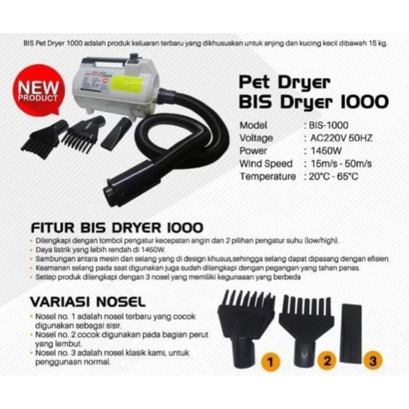 Pet Dryer Best In Show BIS 1000 - blower kucing anjing