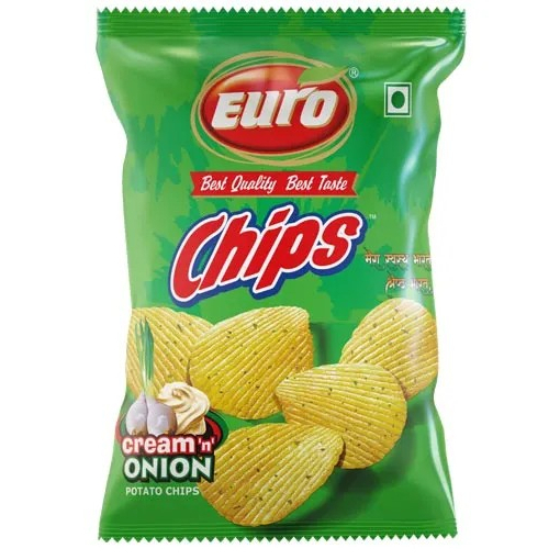 

POTATO CHIPS CREAM & ONION EURO 160g / Snack India / Keripik Kentang