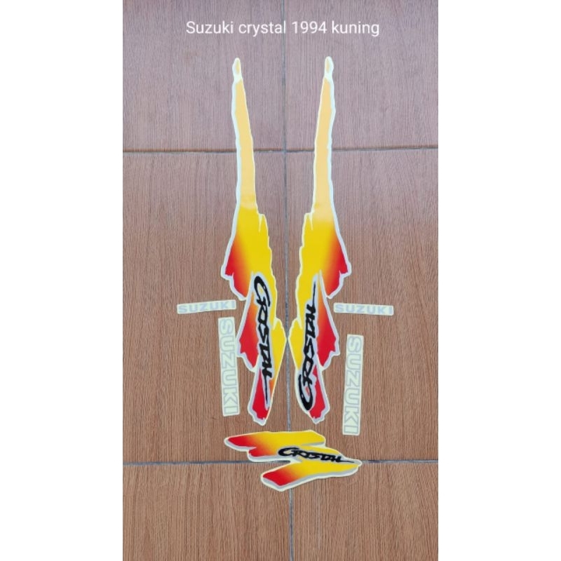 sticker striping motor suzuki crystal 1994 kuning