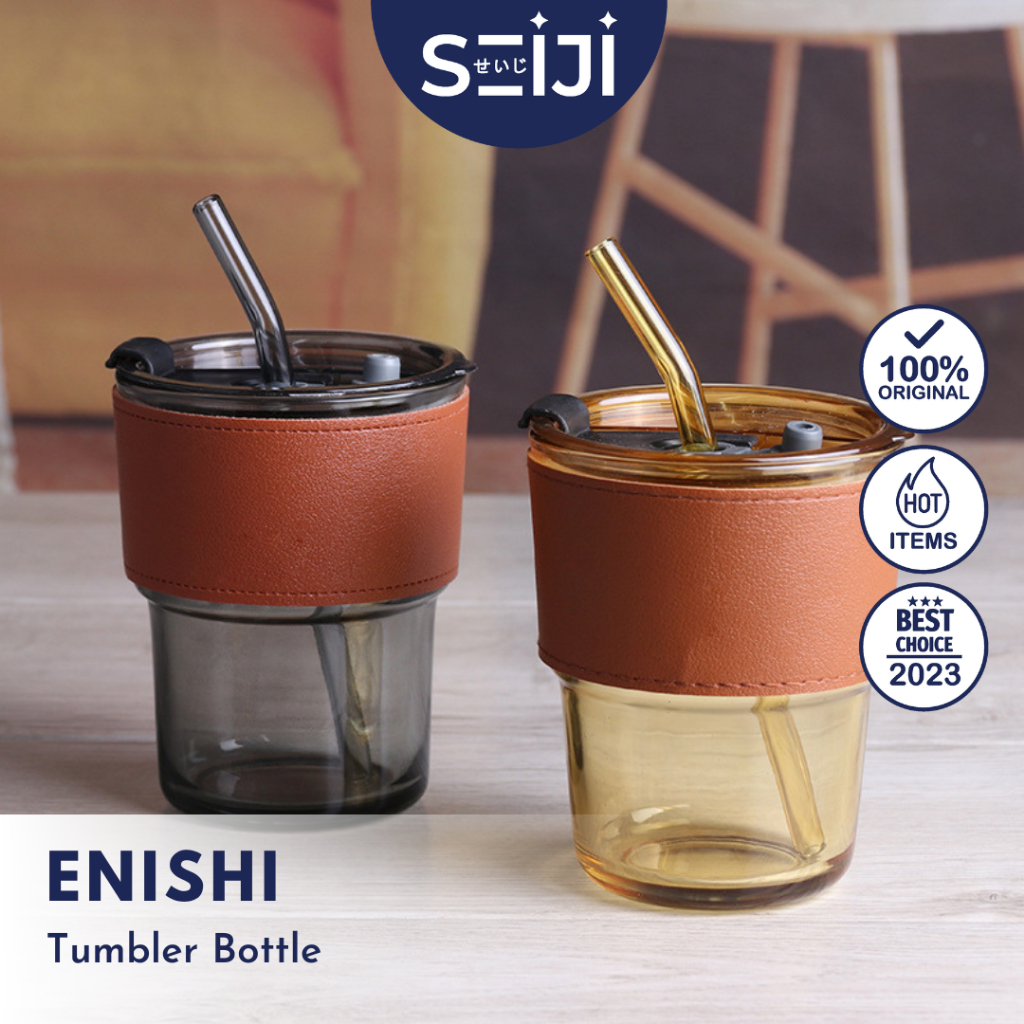 SEIJI - ENISHI Tumbler Leather Minuman Minimalis Botol Air Sedotan Kopi Starbucks Translucent