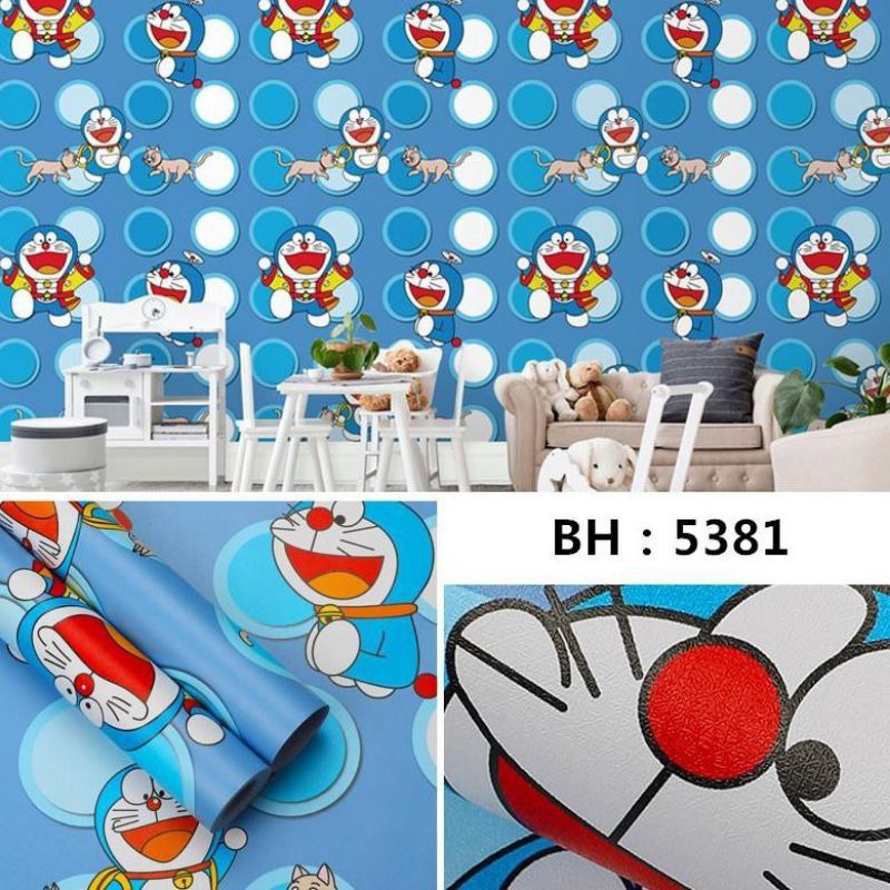 Wallpaper Dinding Doraemon Bulat Ukuran 45 Cm x 10 Meter Wallpaper Dinding Wall Sticker Round Doraem