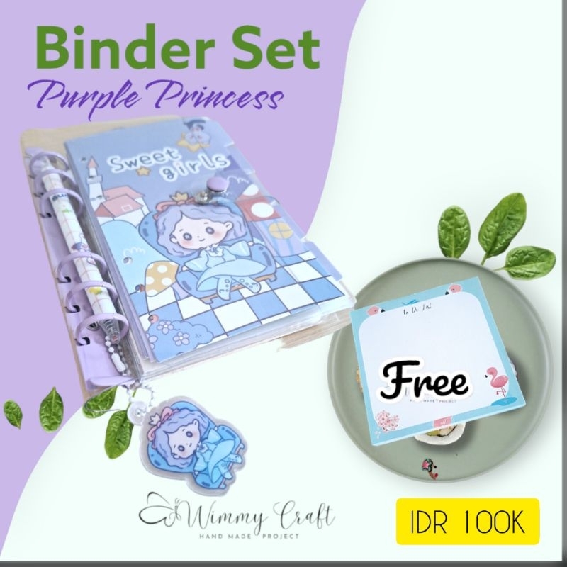 

PROMO Stationery - Binder Set A6 Lucu Purple Princess/ Lengkap| Cover Plastik Transparan PVC| Kado, Hampers