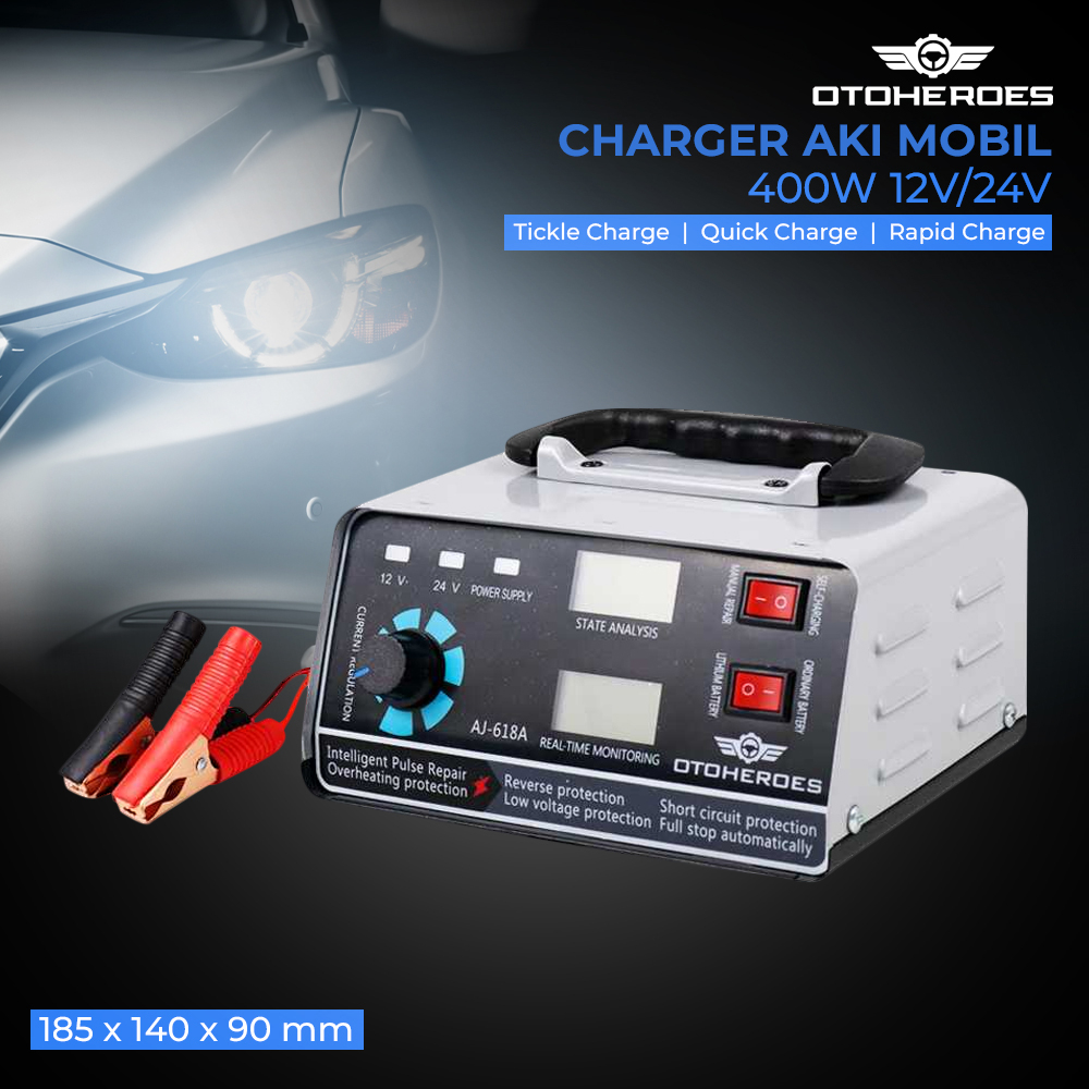 OTOHEROES Charger Aki Mobil Motor 400W 12V24V 400Ah + LCD - AJ-618A - No Color