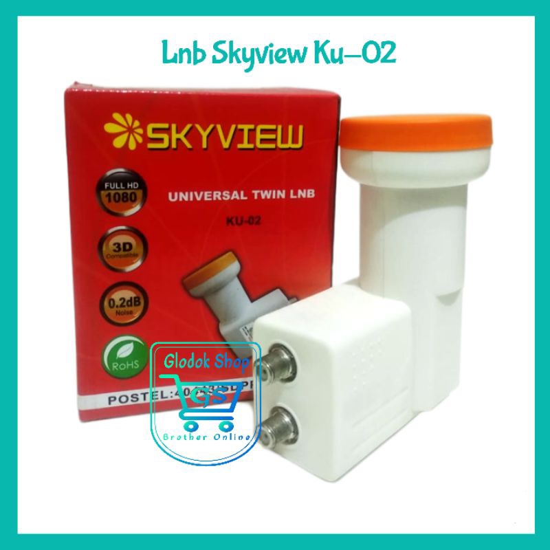 LNB 2 OUTPUT SKYVIEW KU-02 LNB DUAL OUTPUT SKYVIEW KU02 UNIVERSAL TWIN LNB KU BAND 2 OUTPUT LNB KU B