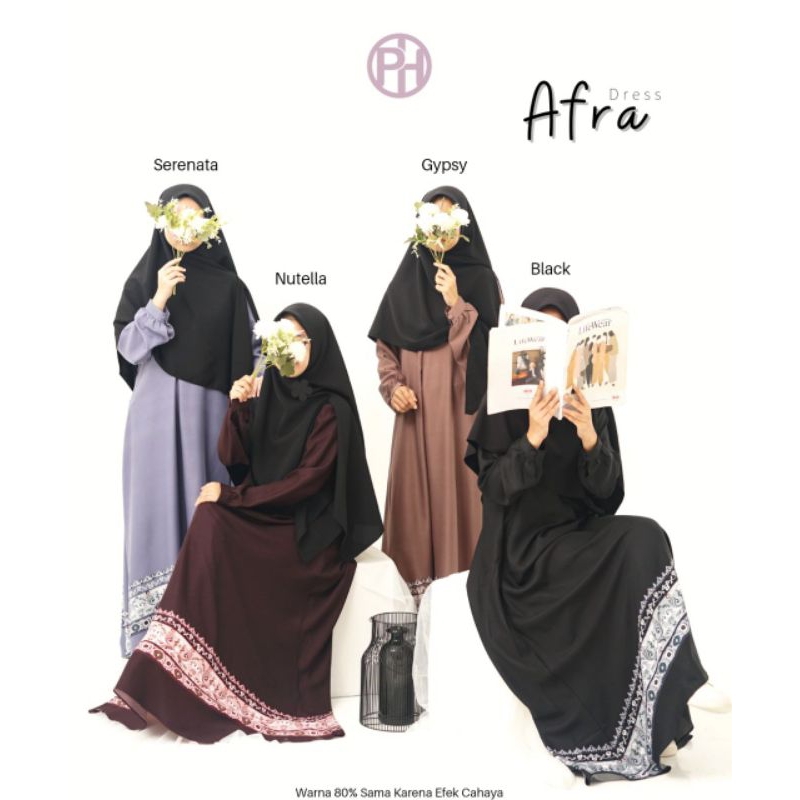 Afra Dress by Pelangi Hijab | Gamis Syakila Motif Batik Watermark PH | Premium Syar'i