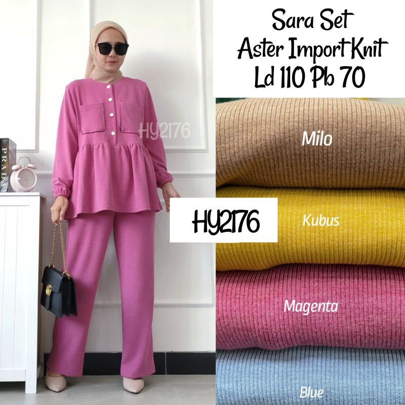 SARA SET ASTER IMPORT KNIT / ONESET BHN KNIT IMPORT/ SETELAN CELANA BY HEYRIN