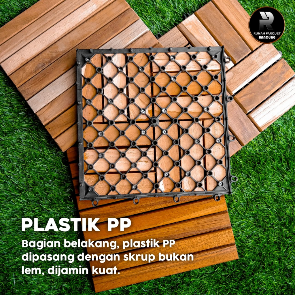 Lantai Kayu Parket Deckingtile Jati Taman Kebun
