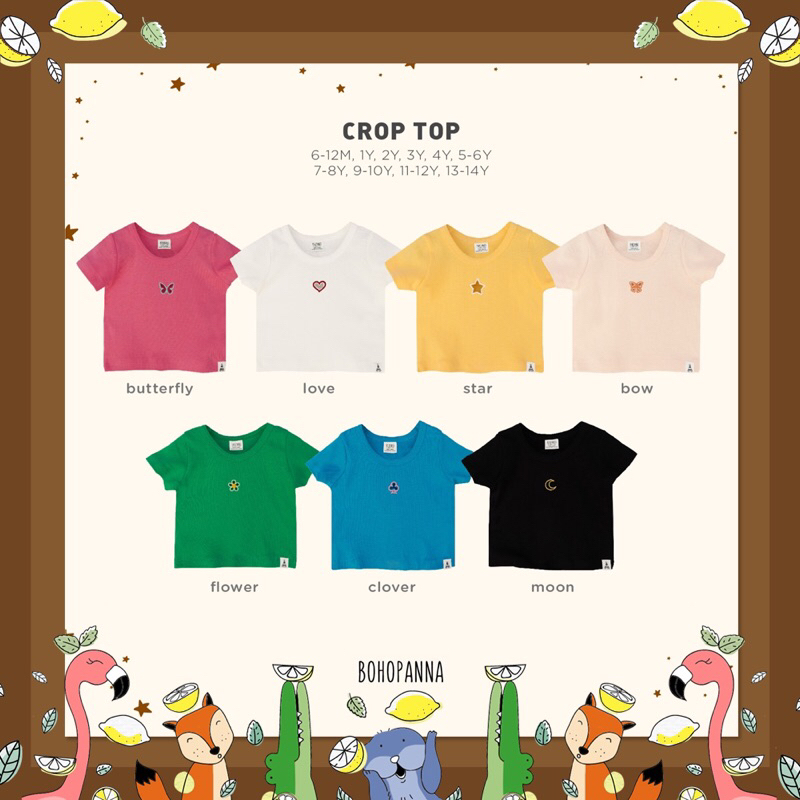 BOHOPANNA CROP TOP SIZE KECIL baju atasan pendek anak perempuan