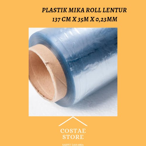 

Plastik mika bening lentur roll panjang 35m Lebar 1,37m Tebal 0.23mm