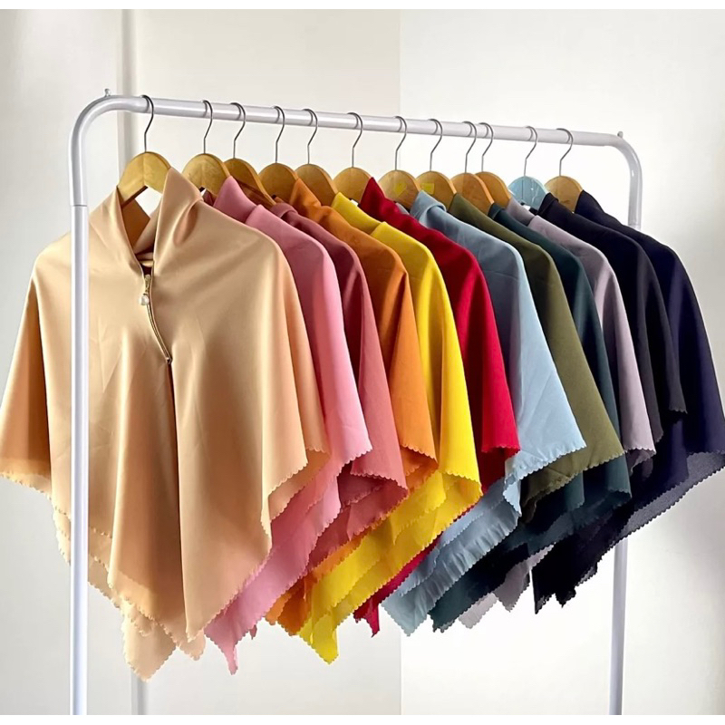 Jilbab Segiempat Azara Instan Zipper/Sleting Polos LC