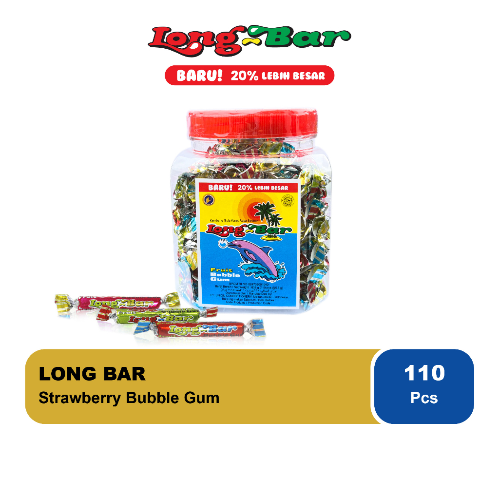 

Permen Karet Long Bar Stroberi Ples 638 gram - LongBar Strawberry Bubble Gum