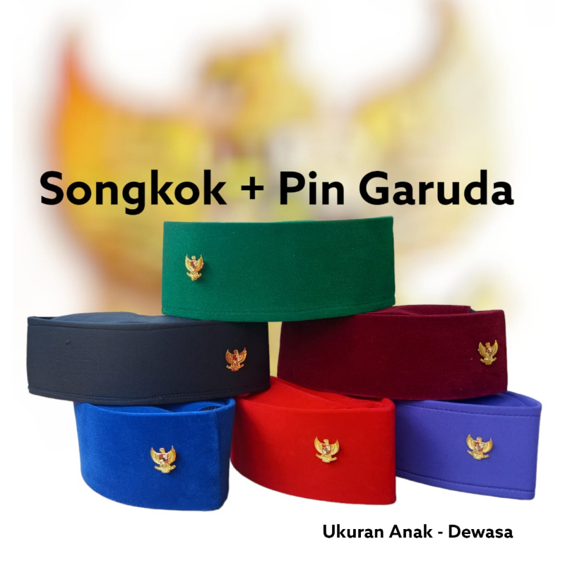 Songkok Kopiah Peci Dapat Beli Songkok Dapat Pin Bros Garuda  Kegunaan : - Banyak Varian Warna - Fre