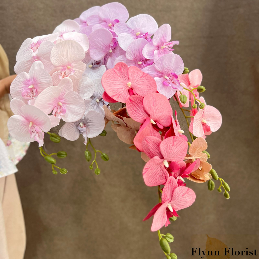 Bunga Anggrek Besar Premium Lukis (Satuan ) Bunga Anggrek Bulan Artrificial Dekorasi Wedding