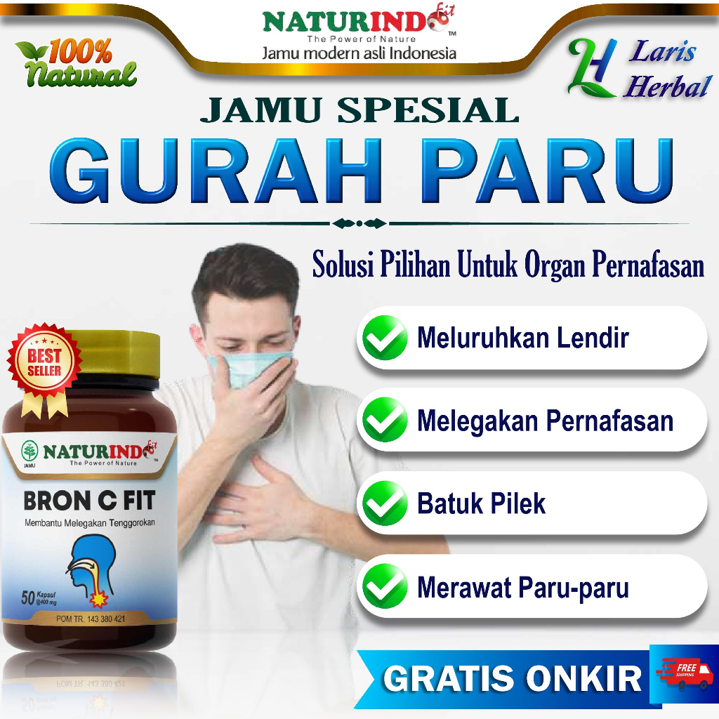 Obat Gurah Paru Paru Sesak Nafas Batuk Berdahak Suara Merdu Herbal Ampuh Kapsul Bron C Fit Naturindo