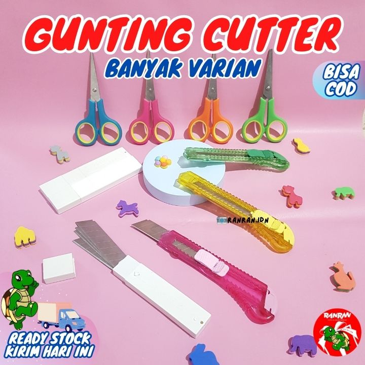 

Gunting Kertas Warna/ Cutter L-150 Warna/ Refill Cutter / ATK / Tempat Pensil Kaleng