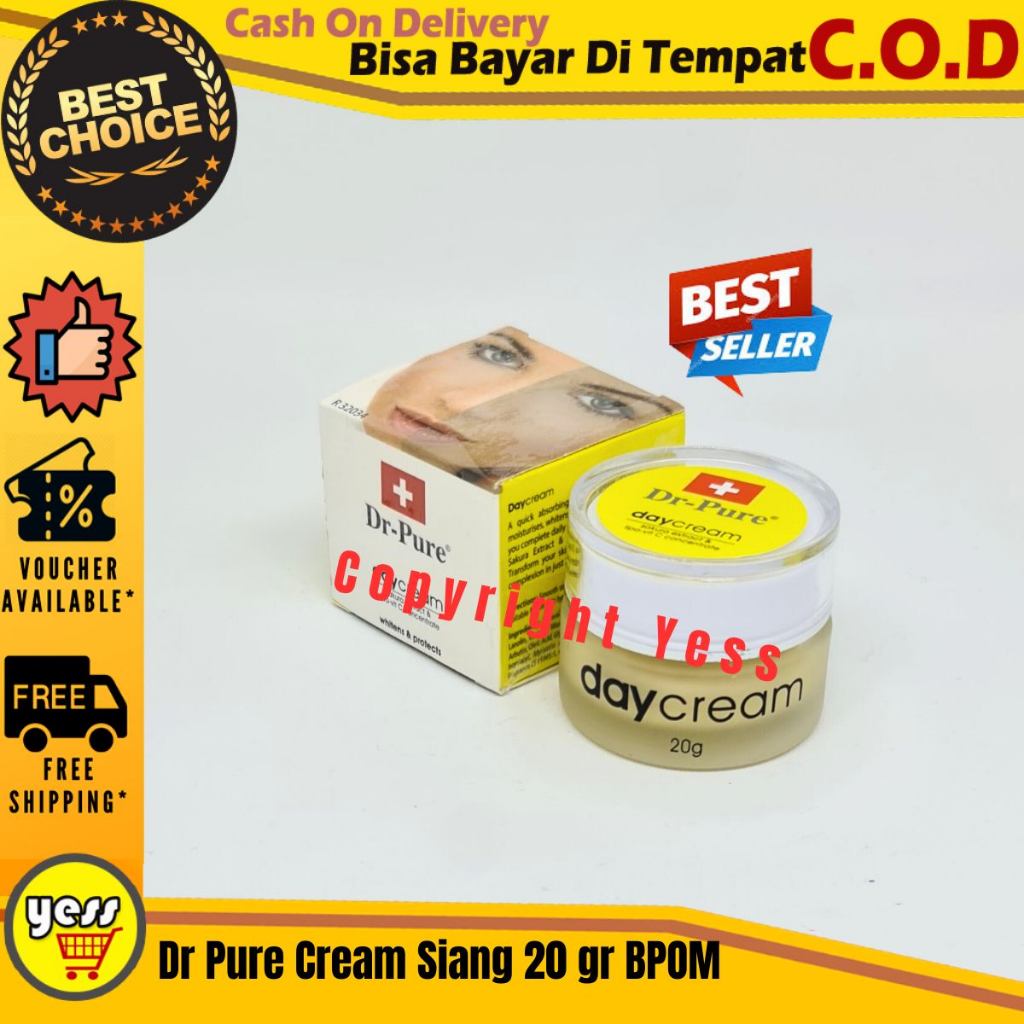 Dr Pure Cream Siang BPOM Original - 20 gr Dr Pure Day Cream Dapat Menghilangkan Flek2 Hitam