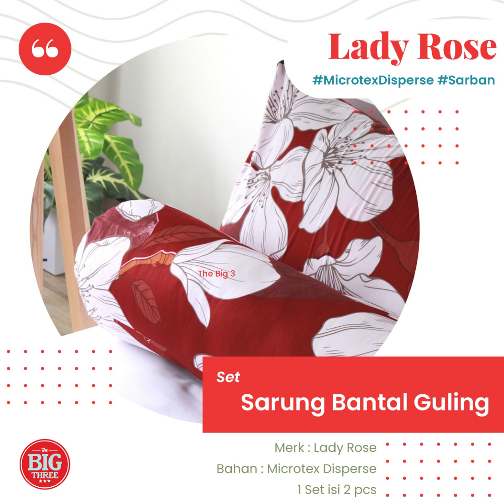 1 Set Sarung Bantal Bantal / guling LADY ROSE ( halus adem nyaman katun ) - Sarban  Murah