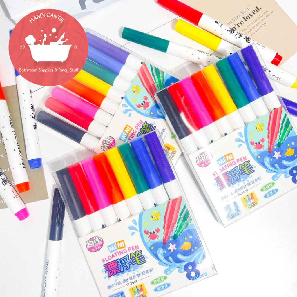 

Spidol floating 1 box isi 8 pcs warna pastel kado unik barang lucu alat tulis sekolah kantor stationery