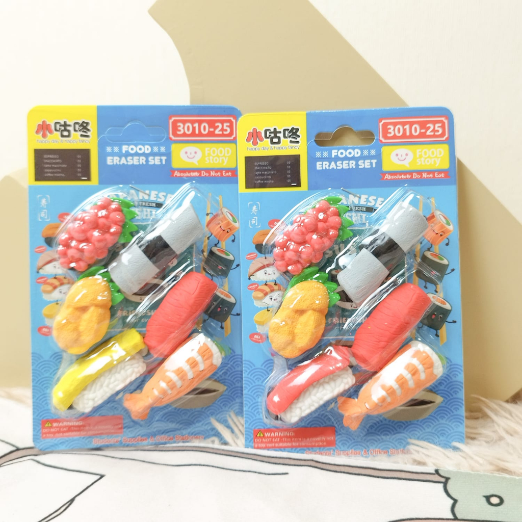 

PREMIUM !! HAPUSAN / SETIP / PENGHAPUSAN SUSHI SASHIMI JAPANESE 3010-25 FOOD / PARODY ERASER FAST FOOD READY COD