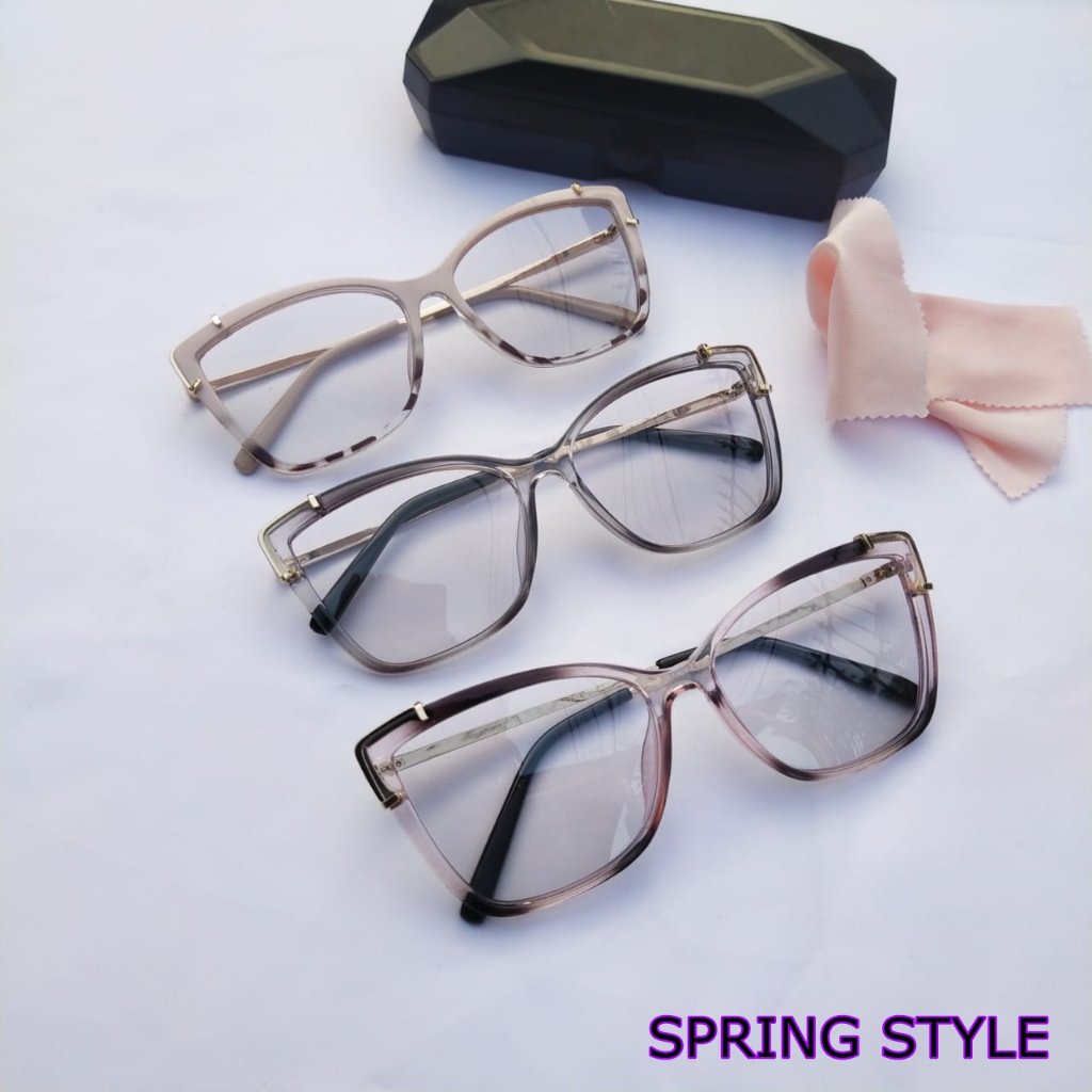 (BISA COD) KACAMATA PHOTOCROMIC BENTUK CAT EYE TERBARU KEREN GAYA KOREA CEWEK COWOK - SPRING STYLE