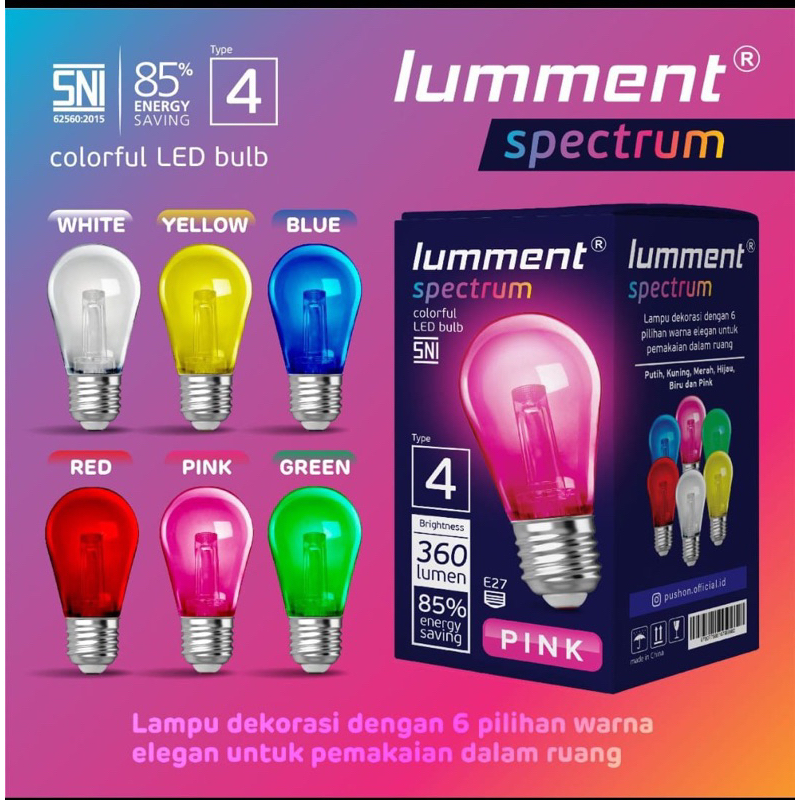 LAMPU TUMBLER HIAS LUMMENT SPECTRUM 10pcs / LAMPU CAFE / LAMPU TIDUR / LAMPU WARNA WARNI