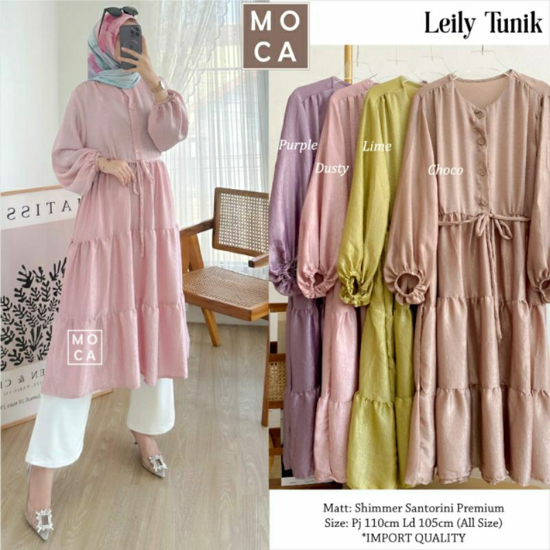 SHIMMER TUNIK POLOS LEILY TUNIK ORI MOCA HIJAB SOLO