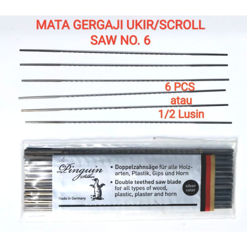 Mata Gergaji Ukir Scroll Saw Pinguin Triplek Kayu Plastik atau Glardon cap ikan emas jewellers 6 pcs