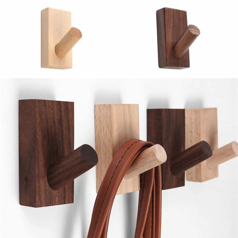 kait gantungan baju / wooden hook / gantungan tempel dinding / gantungan topi mantel / kapstok minim