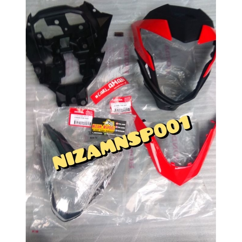COVER BATOK KEPALA LAMPU DEPAN KUPING+MIKA+DAGU SONIC 150R MERAH ORIGINAL