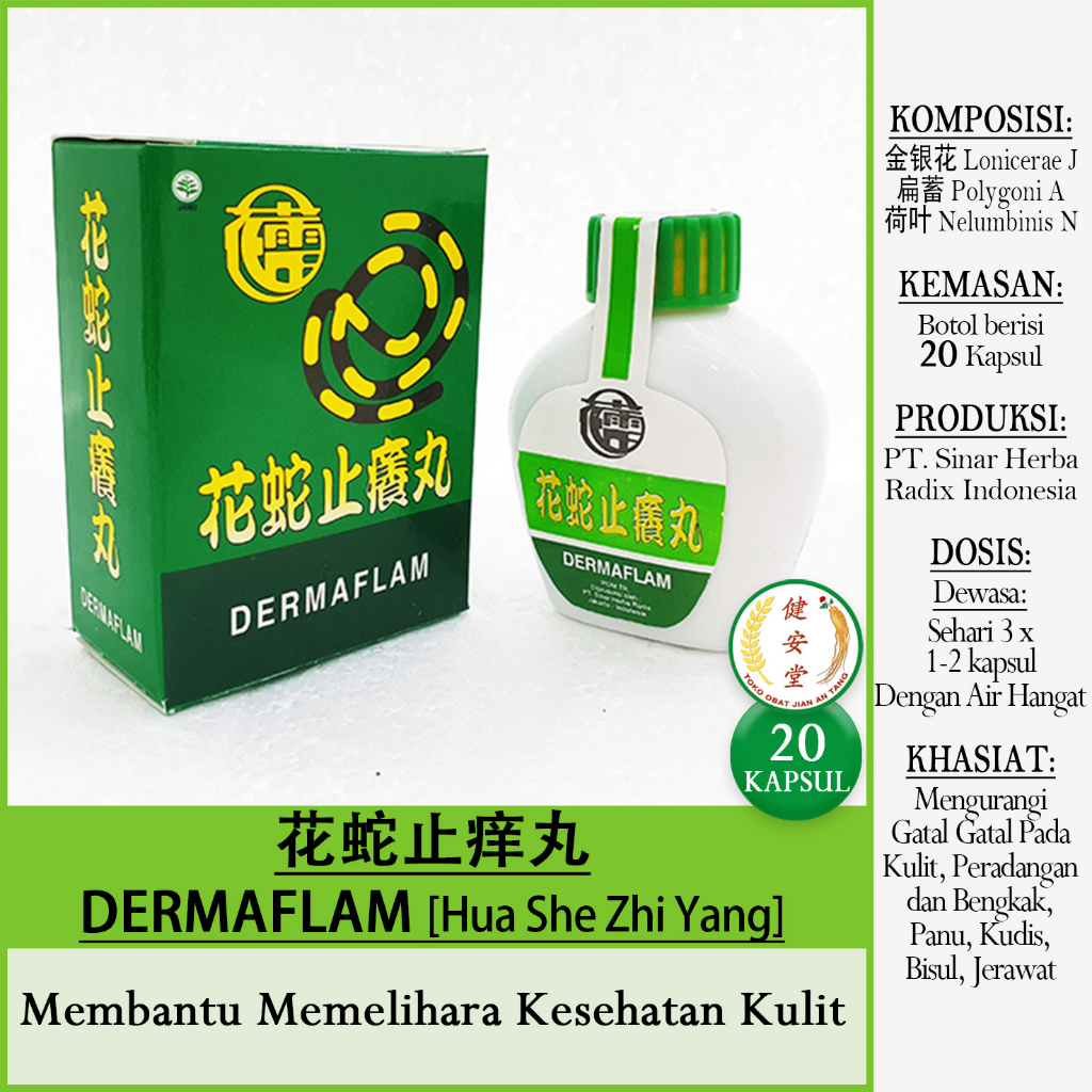 Kapsul Herbal untuk Meredakan Gatal dan Masalah Kulit - Dermaflam Snake Itch 20 Kapsul - Eksim Irita